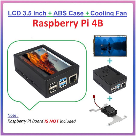 Raspberry Pi 4 LCD 3.5 Inch Touch Display with ABS Case  Cooling Fan Kit